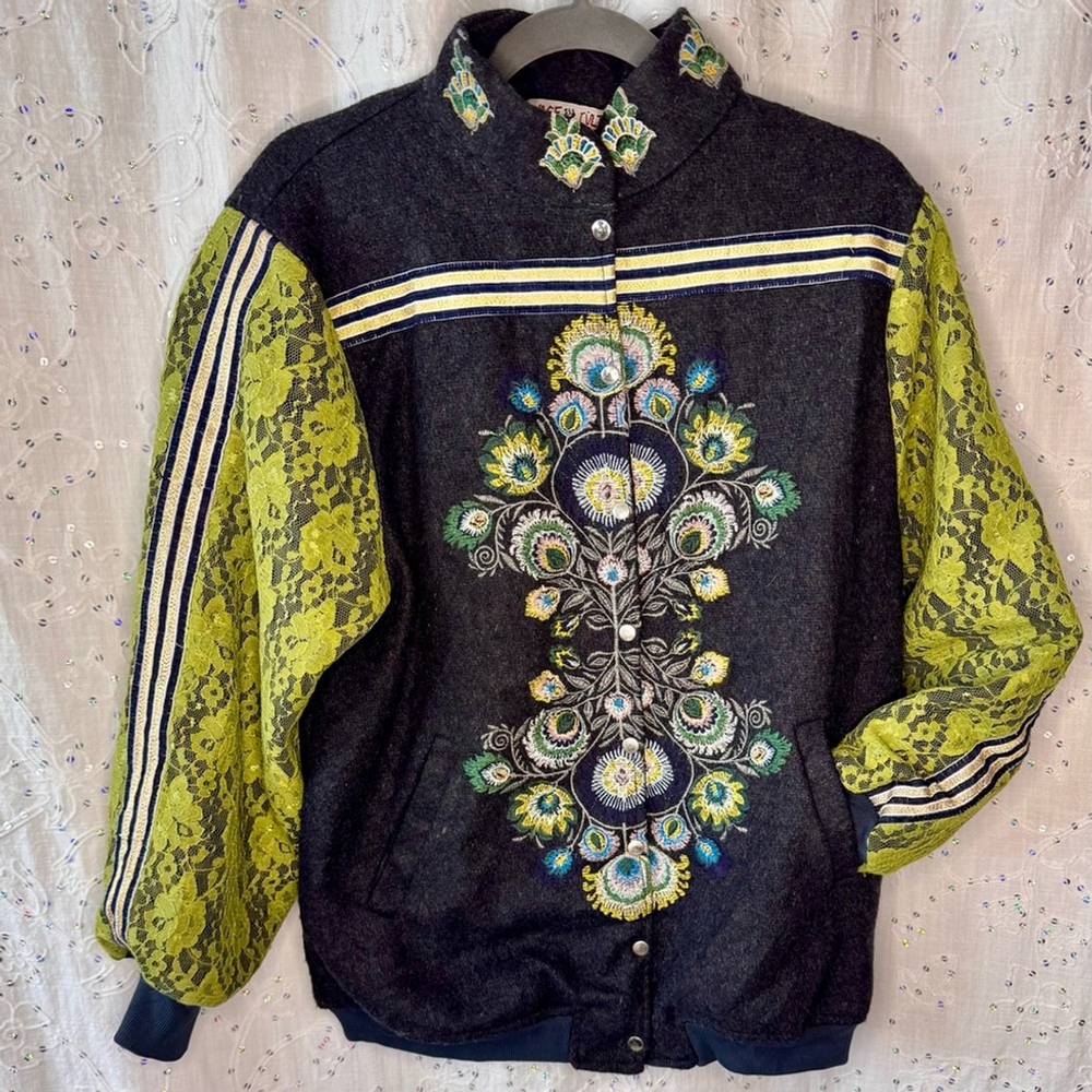 Savage Culture “Saratov” Embroidered Wool-Blend Bomber Jacket – Size Small